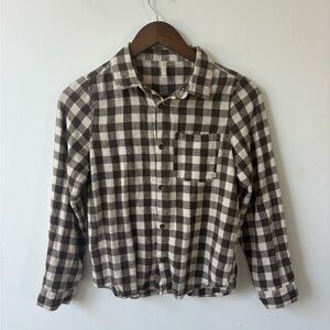 Rylee + Cru Boys Brown and Cream Plaid Button-Down Shirt
